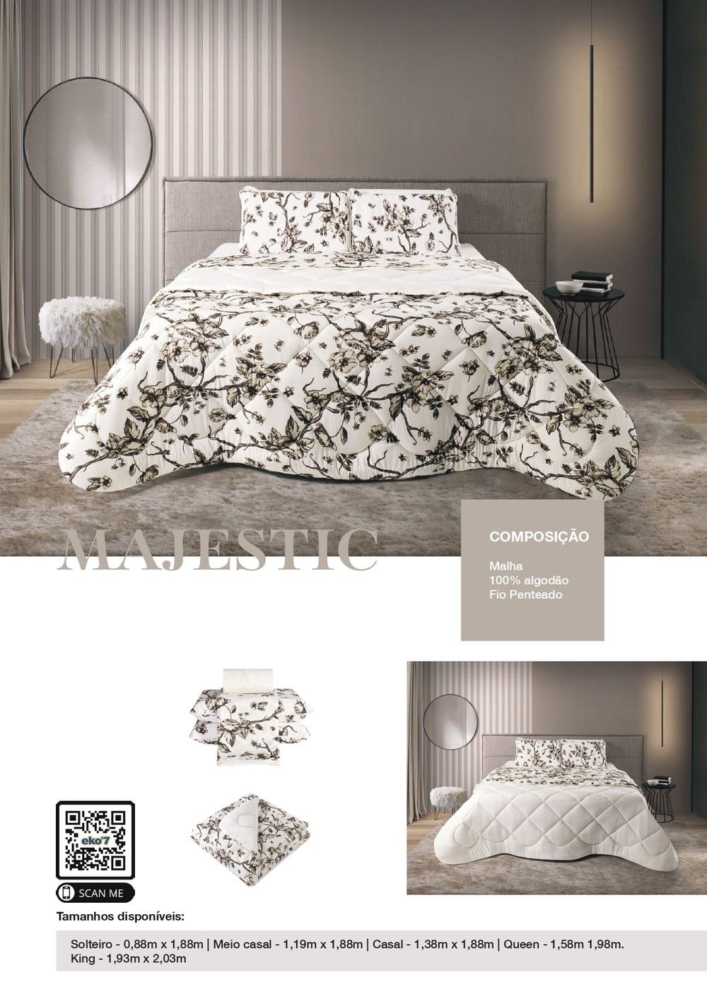 Página de catálogo do jogo de cama Majestic floral