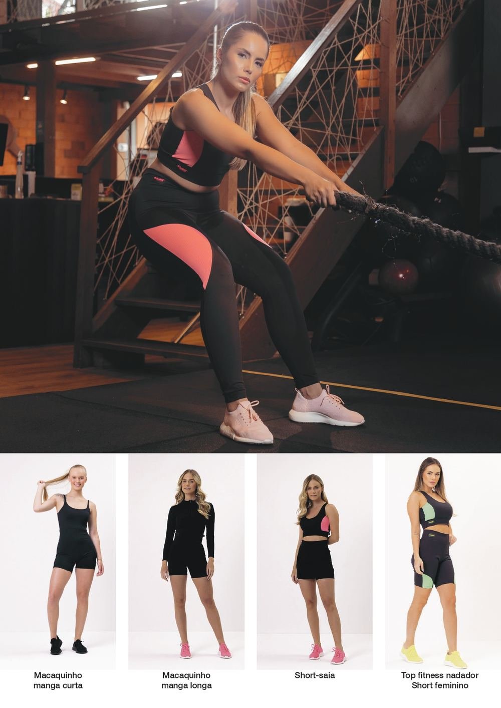 Página de catálogo de vestuário fitness feminino